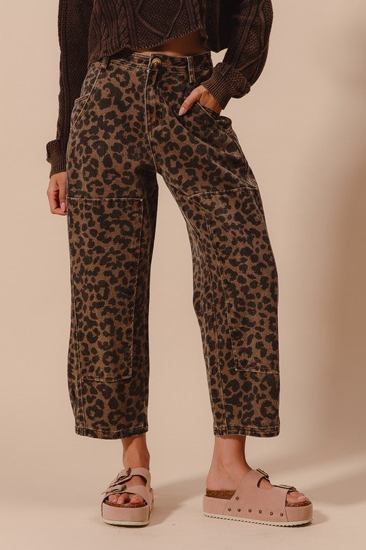 Cheetah Print Denim Pants