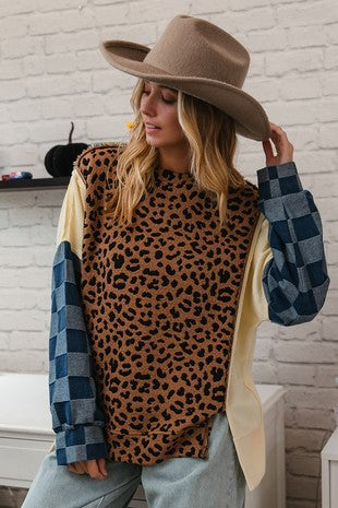 Leopard and Denim Top