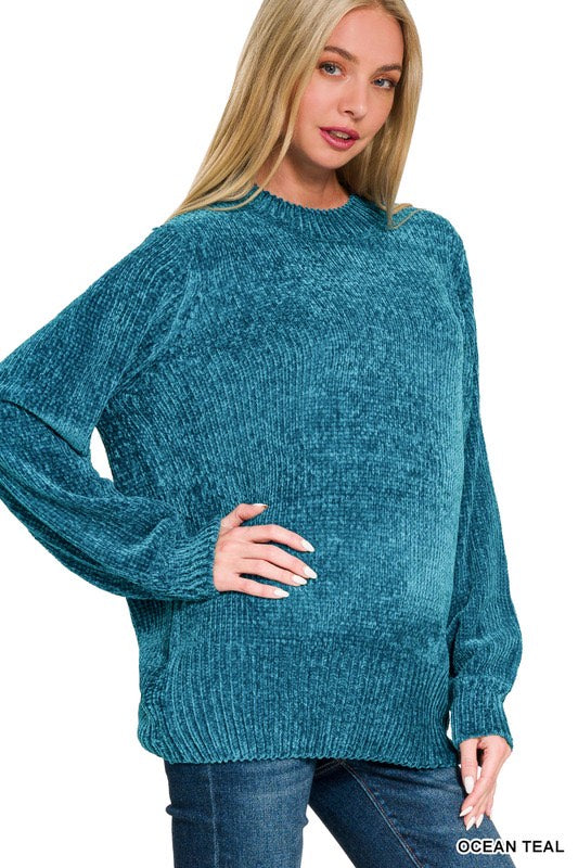 Zenana Chenille Sweater - Teal